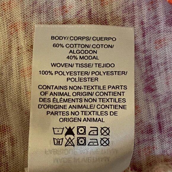 Lucky Brand Sz M Knit Blouse Short Bell Sleeve Red/White Ornament - Picture 9 of 10